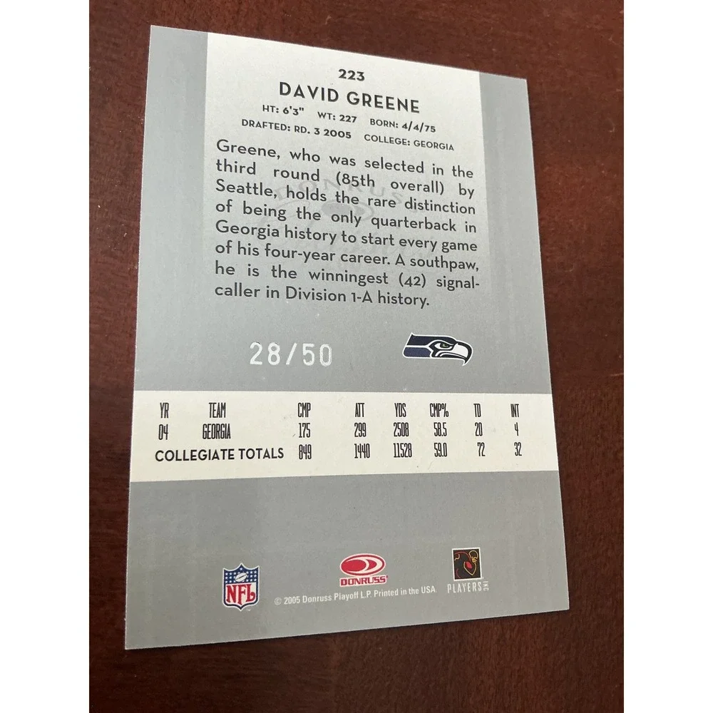 2005 Donruss Classics David Greene Rookie Auto 28/50 Significant Signatures 223